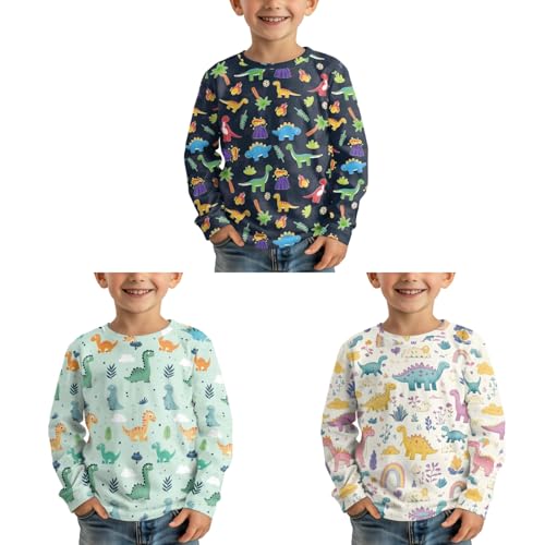 Xhuibop 3 Pack Kids Tshirts Long Sleeve Shirts Tops Sweatshirts T Shirst
