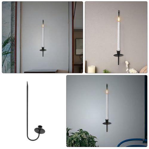 Apliques de pared rústicos de hierro negro minkissy, portavelas decorativo moderno 5