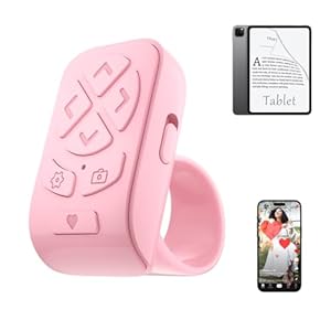 Scrolling Ring Remote for TikTok YouTube Instagram Shorts Video, Scroller Page Turner Clicker for Kindle APP Compatible with iPhone iPad Android Phone, Remote Shutter Control for Phone Camera