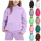Trainingsanzug Kinder, Jogginganzug Mädchen Kinder Sportbekleidung Mädchen Solide Warme Hoodie +...