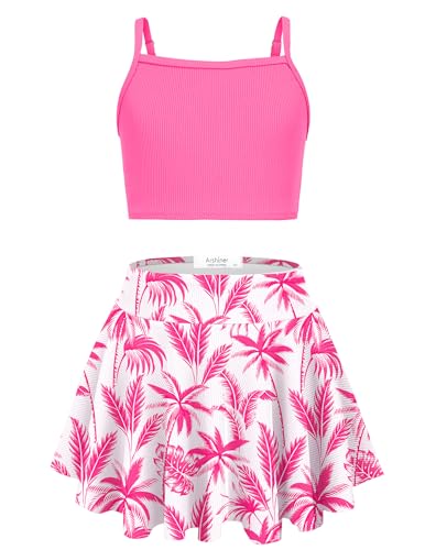 Image of Arshiner Girls 3 Piece Swimsuit for Teen Girl Tankini Swimsuits Bathing Suit Beach Bikini Swimwear with Skirt