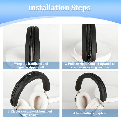 Funda para Baseus Inspire XH1, 2 juegos de cubiertas de silicona anti-sudor para orejas y protector para diadema, lavable y a prueba de rayaduras (negro) miniatura 5