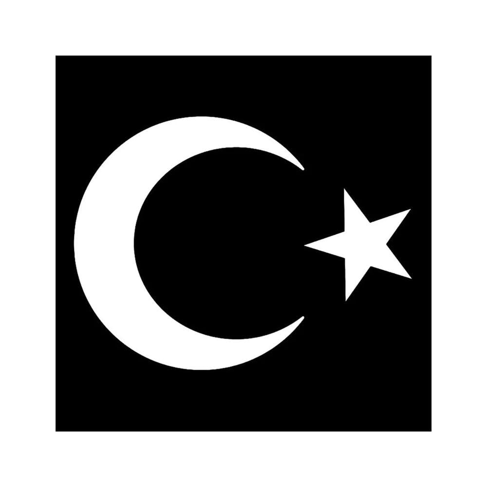 Vinyl Decal Flag Moon and Star Car Sticker Waterproof Auto Decors On Truck Bumper Rear Window(White)