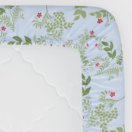 Image of Huesland by Ahmedabad Cotton 144 TC Cotton Elastic Fitted Bedsheet for Double Bed with 2 Pillow Covers | 60 x 78 inches