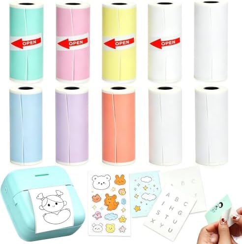 57x25mm Thermal Paper Refill, Mixed Thermal & Self-Adhesive Rolls for Mini Printer (10 Rolls Color & White Mixed Set, Separate Thermal & Self-Adhesive 3 Colored+2 White Each) image 5