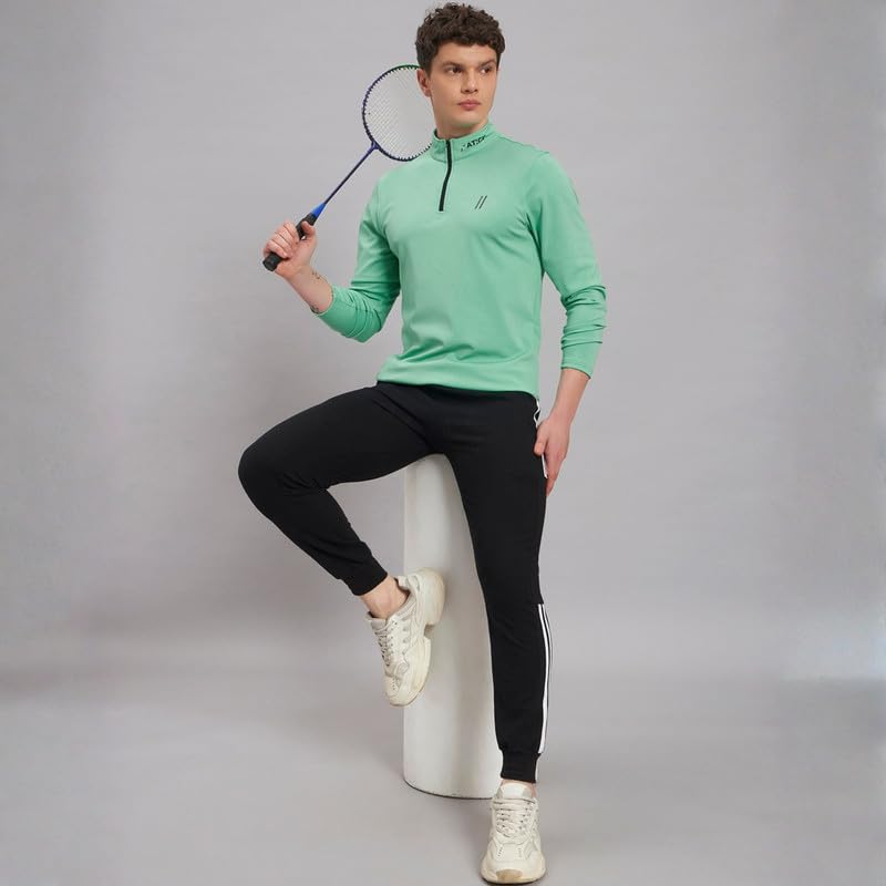 Image of ATICX Polyester Full Sleeve Compression High Turtle Neck Sports Jersey T Shirt for Men - Quick Dry Fit Gym Workout Top for Running, Swimming, Training, Cycling, Football, Badminton