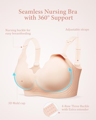 Image of Nursing Bras for Breastfeeding, Ultra Comfort Maternity Bra with Jelly Strip Support, Buttery Soft Seamless Bralette