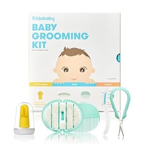 Frida Baby Grooming Kit | Baby Essentials Gift Set Includes Finger Brush with Storage Stand, Hair Brush with Case, Styling Hair Comb, Easy Grip Nail Scissors with Nail File and Case