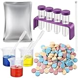 Dunkive Colorful Science Experiment Kit for Kids, 120 Color Fizzers(Red, Yellow & Blue), Lab Science Test Tubes and Holder, Beakers, Droppers for STEM Activities Educational Gifts