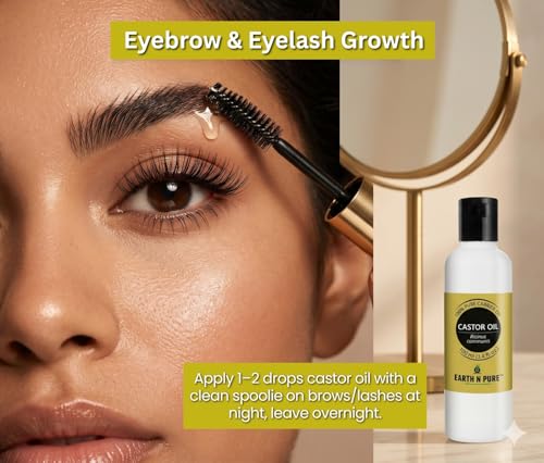 Image of Earth N Pure Castor Oil - 100% Pure & Natural for Hair, Skin, Lashes & Nails - Deeply Moisturizing - Vegan & Cruelty-Free | 100ml
