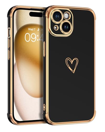 Coque iPhone 15 motif cœur mignon, cadeau idéal pour filles