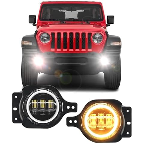 Lusgwufad Upgraded 4 Inch LED Halo Fog Lights for Jeep Wrangler JL JLU 2018-2022, DOT Compliant, 4 Inch Round Fog Lamps with DRL and Turn Signal (Black, JL Fog Light) Cover