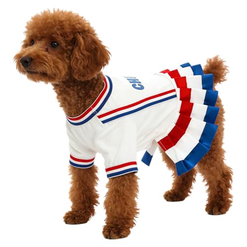 Vestido de animadora para perros blanco tamaño M miniatura 2