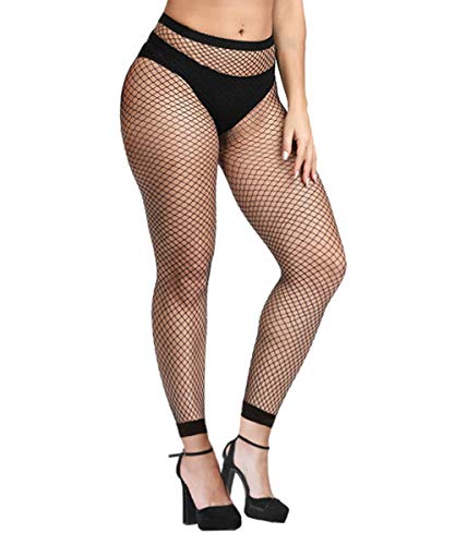 Abberrki Womens Sexy Fishnet Footless Tights High Waisted Net Footless Leggings (Footless # 3)