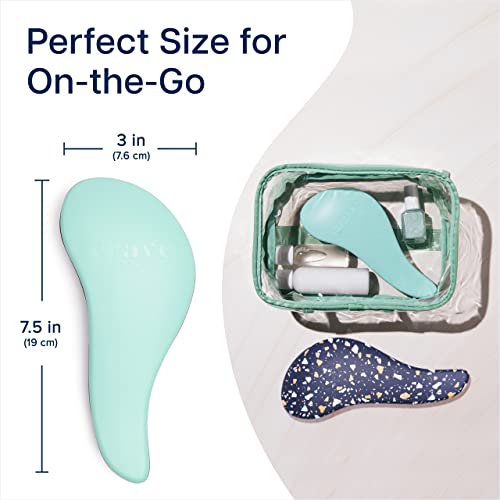 Crave Naturals Glide Thru Detangling Hair Brushes for Women - Detangler Brush for Curly or Straight, Wet or Dry Hair - Gentle on Tangles Comb - 7.5x3-Inch, Turquoise and Terrazzo (Pack of 2)