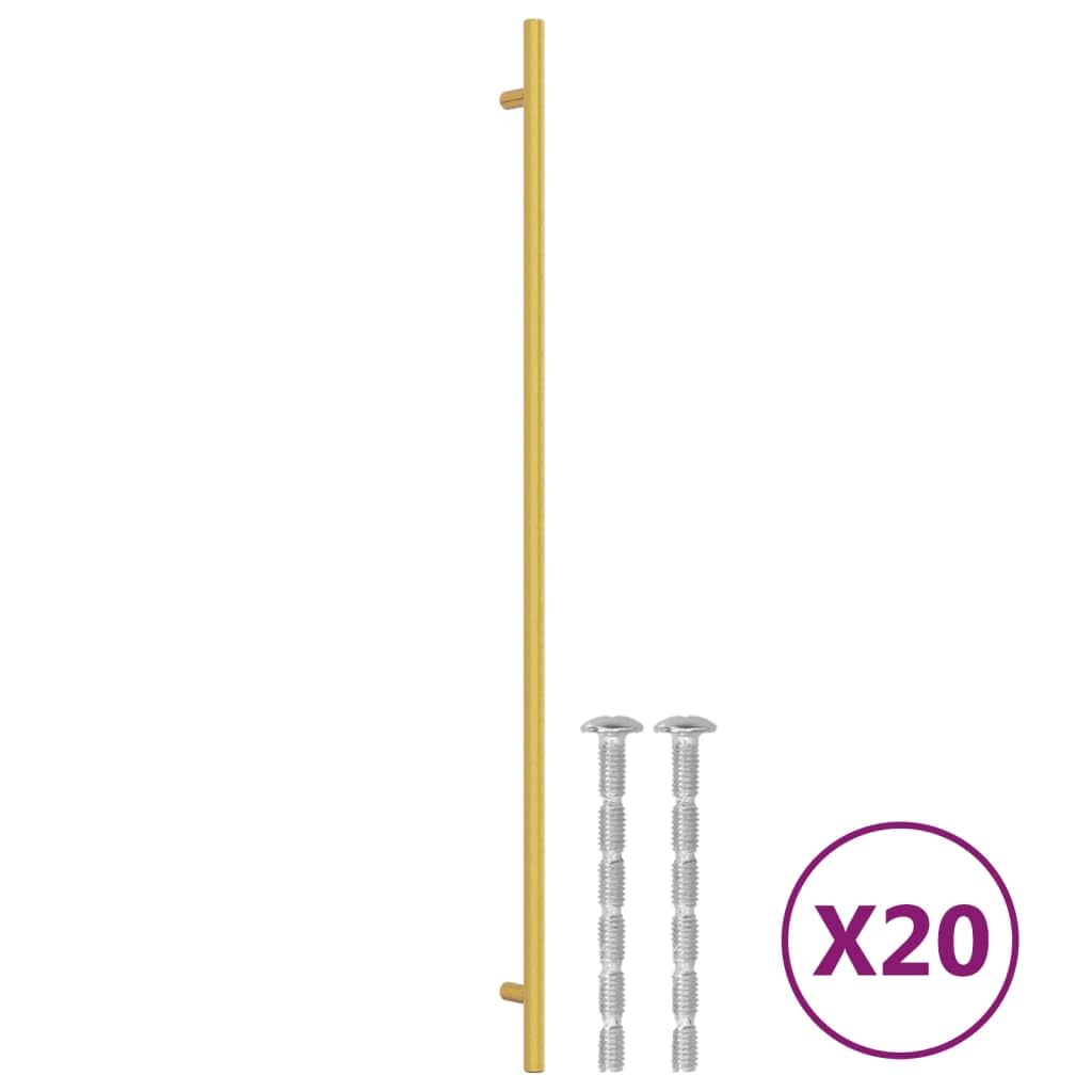 Homgoday Tiradores para armarios 20 uds Acero Inoxidable Dorado 480 mm, Pomo de Armario, Tiradores De Cajón, Tirador para Cajón y Muebles, Armarios de Cocina Interior Puerta