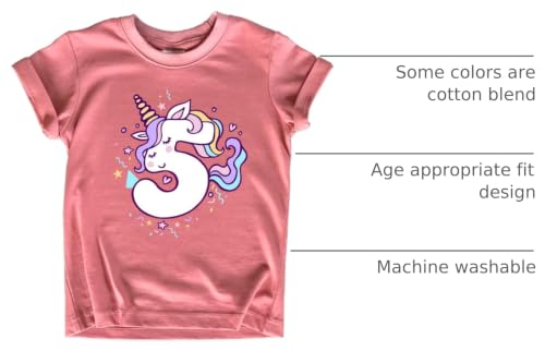 Image of Unicorn 5th Birthday Shirt Outfit for Girls 5 Year Old Fifth Birthday Five Tshirt