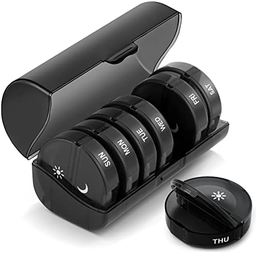 TookMag Pill Organizer 2 Times a Day, Weekly AM PM Pill Box, Large Capacity 7 Day Pill Cases for Pills/Vitamin/Fish Oil/Supplements (Black)