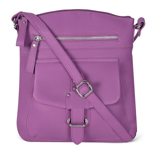 Image of Oak Leathers Leather Crossbody Bag For Women With Adjustable Sling Strap - Medium Size Crossover Shoulder Handbag Purse