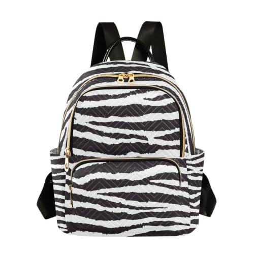 Image of ALAZA Animal Black White Zebra Print Pattern Medium Backpack Purse for Women Travel Bag Fashion Daypack Back Pack Shoulder Bag