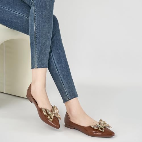 Fashion Dressy Flats for Women: Pointed Toe Bowknot Womens Flats Comfortable - Slip On Ladies Casual Shoes 6