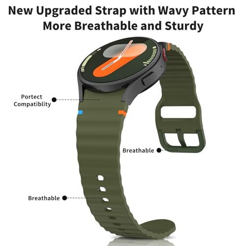 Image of Tobfit Silicone Bands for Samsung Galaxy Watch 7 Strap 40mm 44mm Women Men, 20mm Adjustable Sports Replacement Strap for Galaxy Watch 7 /FE /6 /6 Classic /5 /5 Pro /4 /4 Classic