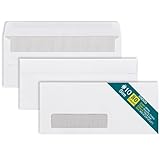 #10 Left Window Self Seal Envelopes - 80/Pack - 4 1/8 x 9 1/2 Inch Business Envelopes #10 With Flip & Seal Closure, Security Tinted for Invoices & Statements - White Letter Size