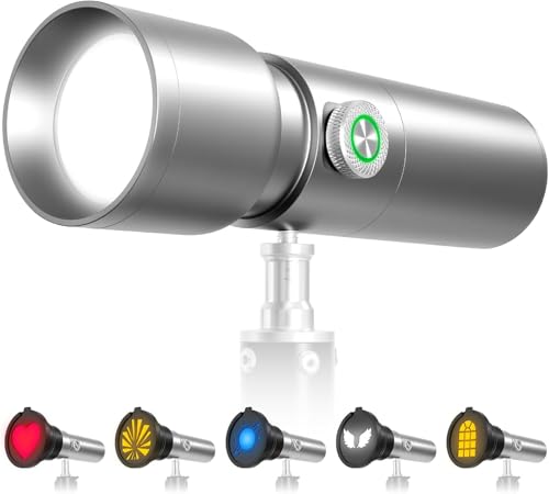 Image of RGB Photography Flashlight 10W LED Video Spotlight with 4 Colors, 20 GOBO Filters, Adjustable Beam Zoom, Portable Rechargeable Light for Photo & Content Creation