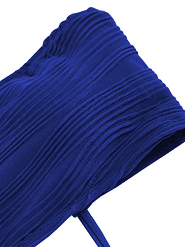 Image of ZAFUL Women Strapless Textured Bandeau Bikini 2 Piece Swimwear Cheeky Solid Lace up Bathing Suits