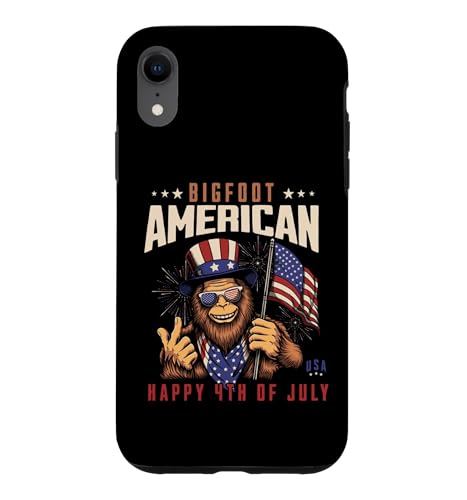 Bigfoot Happy 4th Of July American Flag 4th Of July Bigfoot �X�}�z�P�[�X iPhone XR �p