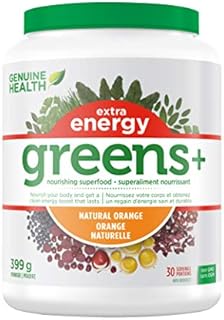 Genuine Health Greens+ Extra Energy Superfood Powder, Natural Food Supplement with Spirulina