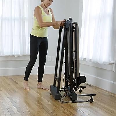 AeroPilates Reformer - Pilates Reformer Workout Machine for Home Gym - Cardio Fitness Rebounder- Up to 300 lbs Weight Capacity, Gray