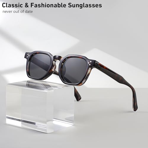 Image of Gleyemor Stylish Retro Sunglasses for Men Women Fashion Vintage Square Sunglasses UV400 Protection Shades