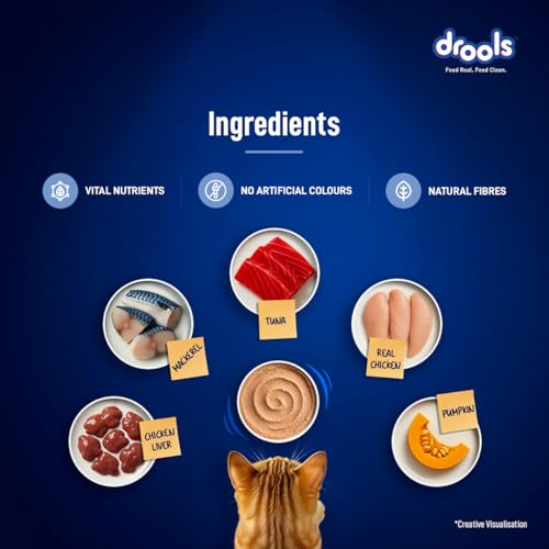 Image of Drools Adult Cat Wet Mousse 80g | Salmon | High Protein | Supports Hydration & Easy Digestion | Grain Free | No Artificial Additives | Enriched with Vitamins & Antioxidants