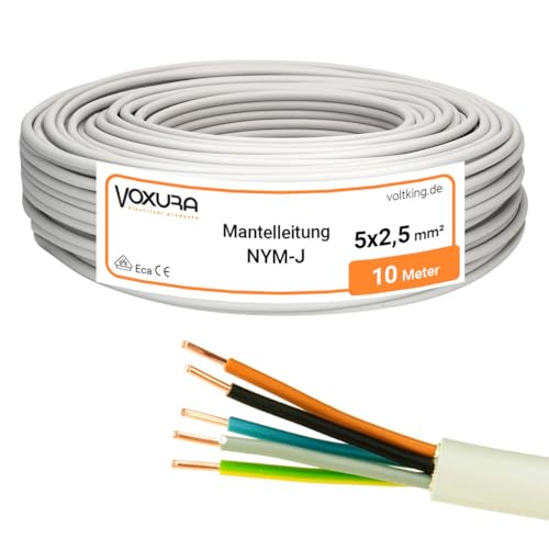NYM-J 5x2 5 mm 10m Ring Mantelleitung Installationskabel Stromkabel Feuchtraumkabel Kupfer