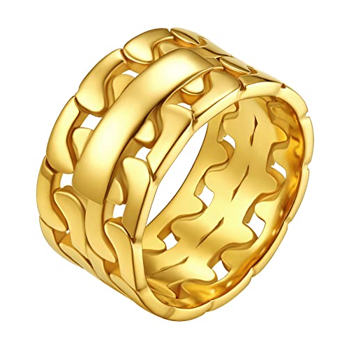 FindChic Stainless Steel Criss Cross/Cuban Link Band Rings for Men Women Width 6mm 9mm 11mm Size 5 to 12 Custom Engraved Personalized Engagement Promise Rings for Her/Him, Send Jewelry Gift