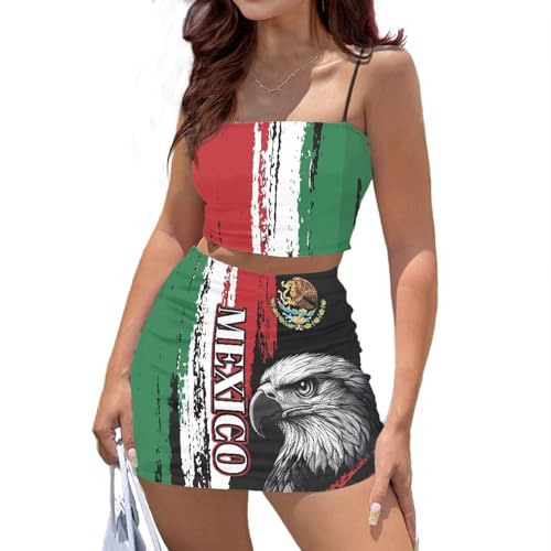 Image of 2025 Sexy Spaghetti Strap Crop Tops and Bodycon Skirt Casual 2 Piece Set S-4XL