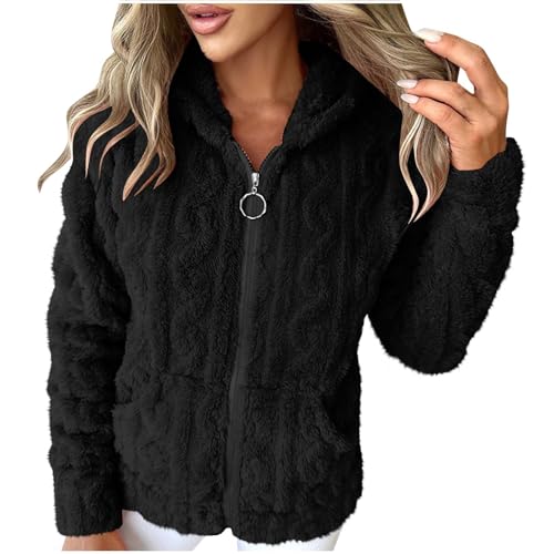 Veste polaire décontractée NZYIHAO avec capuche et fermeture éclair pour femme en grande taille