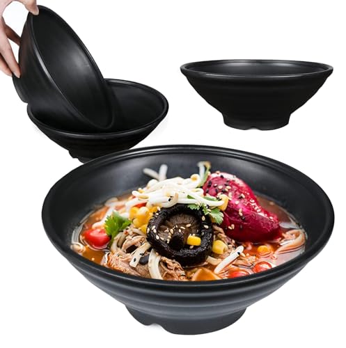 shopwithgreen Thin Plastic & Wheat Straw Japanese Ramen Bowl Set of 4, 44 OZ Large Ramen Bowls for Pho Thai Udon Noodles Soup, Dishwasher & Microwave Safe Bowls, Wheat Straw Bowls Set, NOT CERAMIC - image 1