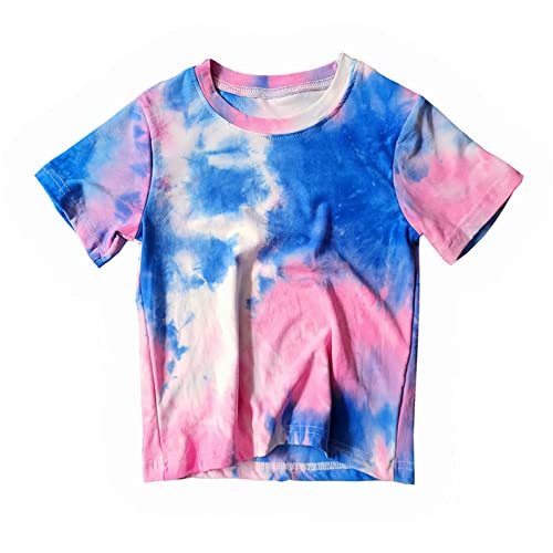Kids Toddler Girls Summer Colorful Print Short Sleeve T Shirt Outfits Casual Outing Vacation 𝗣𝐚rty Crew