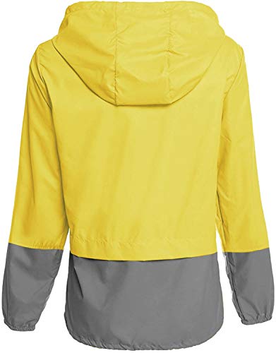 Avoogue Lightweight Raincoat Women's Waterproof Windbreaker Packable Outdoor Hooded Rain Jacket Light Yellow XXL - Thumbnail 4