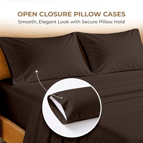 Image of SGI bedding 100% Egyptian Cotton Sheets Twin XL Size - 600 Thread Count Sheets Set, Soft, Cooling, 15 inch Deep Pocket, Luxury Hotel Bedding, Breathable, Durable - Chocolate