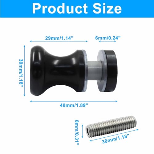 Image of Shower Glass Door Handle, Stainless Steel Pull Handle for Bathroom Glass Doors (Black, Round, 5mm-15mm)