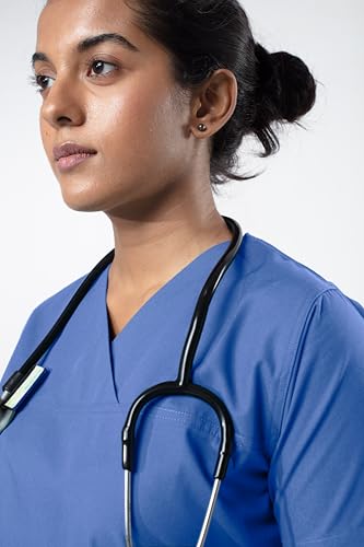 Image of Uniform Craft Women's 4 Pocket Scrub Suit Set | Medical Uniform | Cross V-Neck Poly Cotton | Short Sleeve Hospital Wear | Ideal for Doctors & Nurses (Ocean Blue, 3XL)