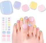 Beaolata Semi Cured Gel Nail Strips - 26 PCS Salon Quality Toe Gel Nail Stickers for All UV Light - Longlasting & Easy Remove Toe Wraps Art Kit for Women (Peach Pink)
