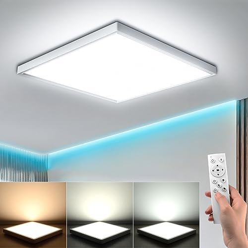 EASY EAGLE Plafon LED Regulable 36W con Mando a Distáncia 36W Lámparas Techo Infantil 3000K-6500K 3240LM IP44 Modernos Cuadrado Panel Luz para Salón Dormitorio Cocina Baño Ø30cm Blanca