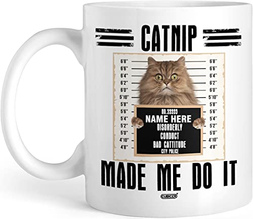 CUBICER Persian Cat Name Coffee Mug, White Ceramic, 11oz