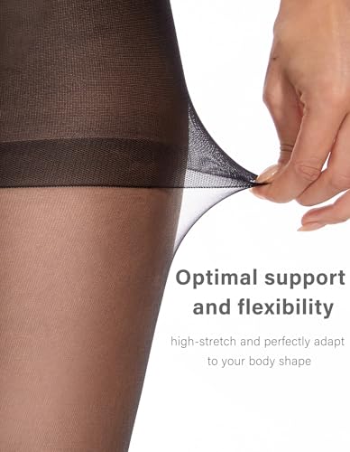 CozyWow 2 Pack Sheer Pantyhose for Women, Ultra Thin Control Top Tights, 20 Denier Tights Hosiery Stockings with High Waist2