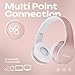 PowerLocus Wireless Bluetooth Over-Ear Stereo Foldable Headphones, Wired Headsets with Built-in Microphone for iPhone, Samsung, LG, iPad (Rose Gold)