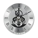 Solaughguy Reloj de esqueleto dorado de 86 mm, repuesto para relojes de pared de cuarzo, diseño de números romanos con visibilidad transparente de engranajes, bisel de plástico y lente de cristal